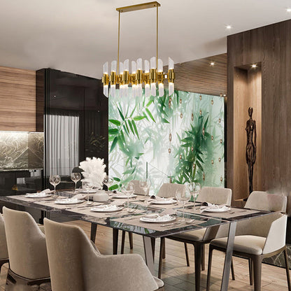 Satin Brass Chandelier With Clear Glass Shades