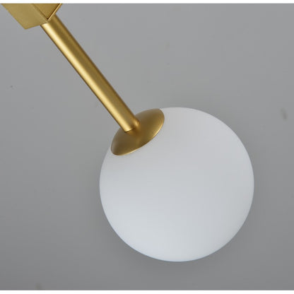 Gold Frame Ceiling Fixture with White Glass Shades