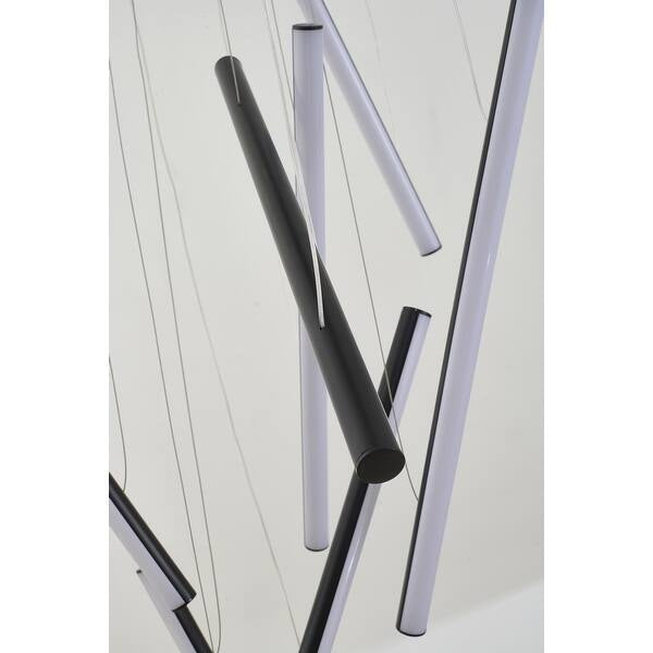 Satin Black Metal LED Chandelier With White Acrylic Diffusers