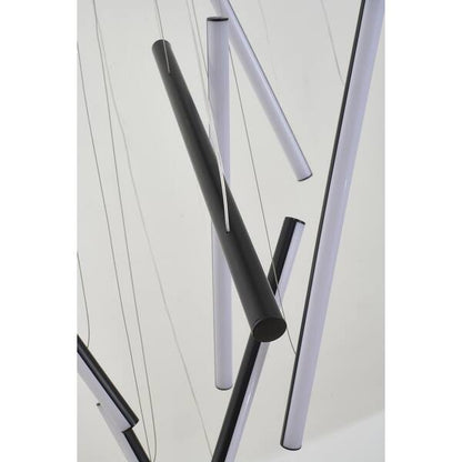 Satin Black Metal LED Chandelier With White Acrylic Diffusers