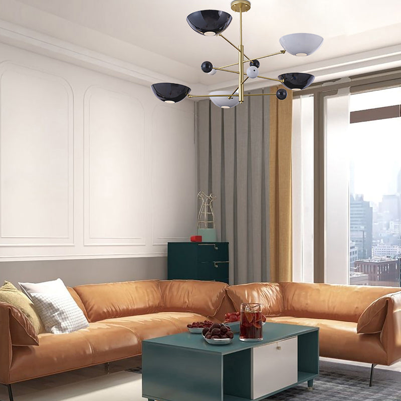 Gold Metal Frame Ceiling Fixture with White & Black Disk Plates