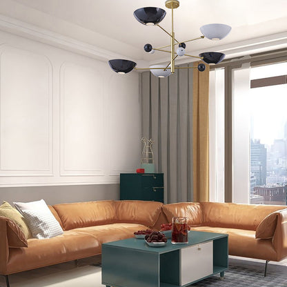 Gold Metal Frame Ceiling Fixture with White & Black Disk Plates