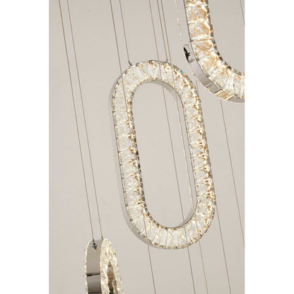 LED Chandelier With Oval Clear Crystal Hanging Pendants
