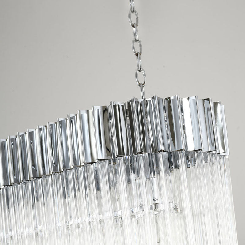 Oval Chandelier With Clear Hanging Crystals