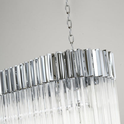 Oval Chandelier With Clear Hanging Crystals