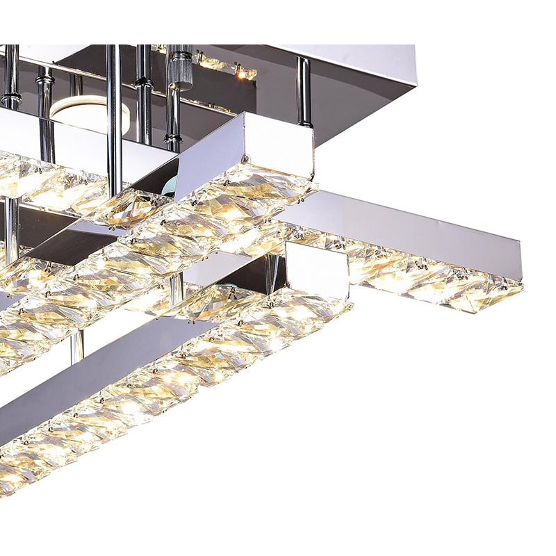 Chrome Frame LED Flushmount With Clear Crystals