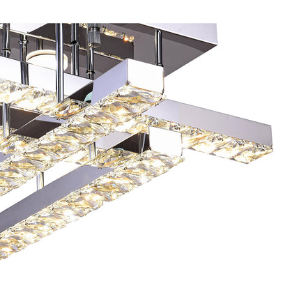 Chrome Frame LED Flushmount With Clear Crystals