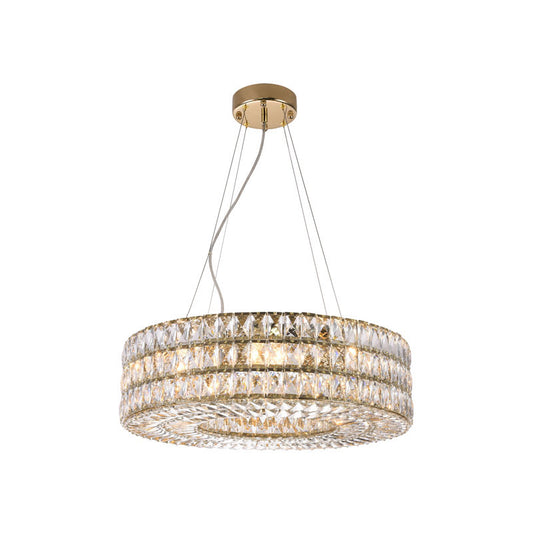 Triple Stacked Clear Crystal Halo Ring Chandelier