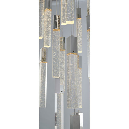 Flushed Matte Black Frame Chandelier with Hanging Clear Bubble Block Crystals