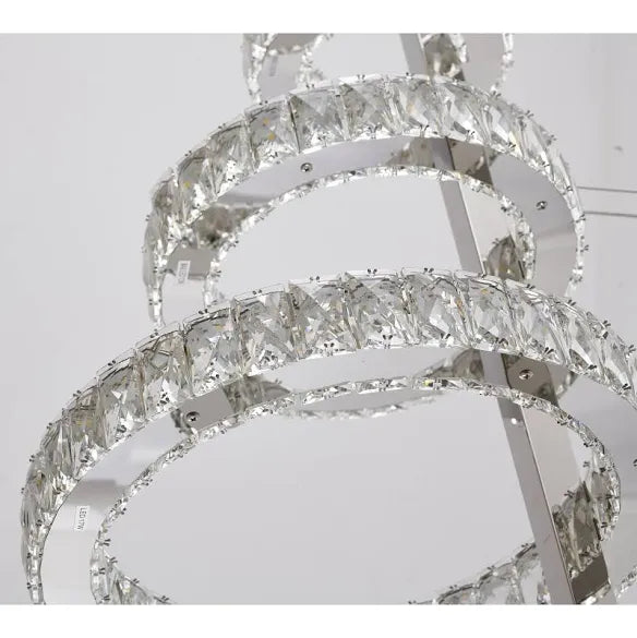Five-Ring Chrome Crystal LED Chandelier