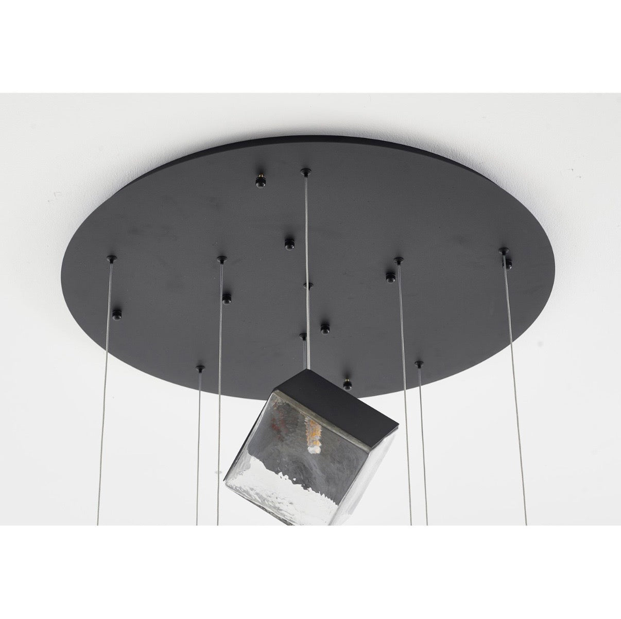 Round Satin Black Frame Chandelier