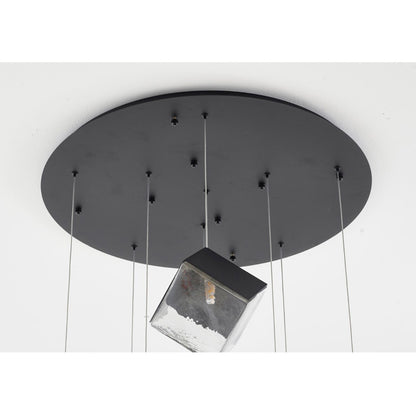 Round Satin Black Frame Chandelier