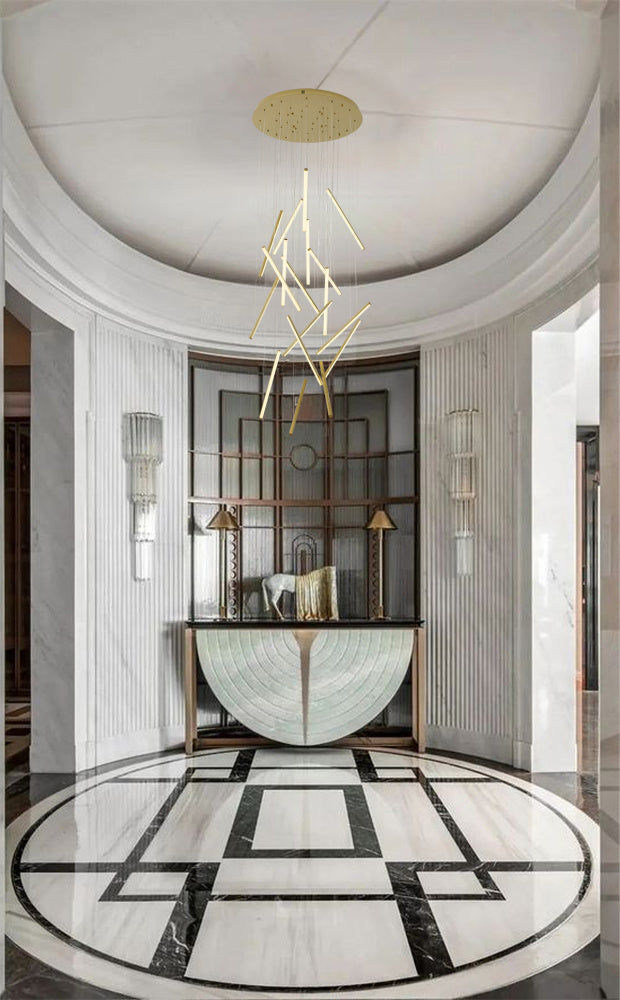 Brass Metal LED Chandelier With White Acrylic Diffusers