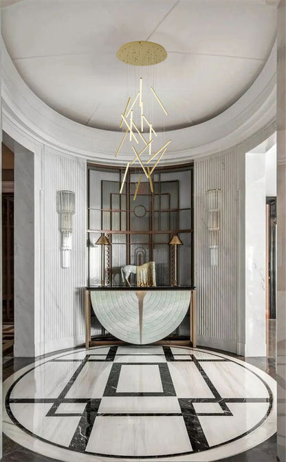 Brass Metal LED Chandelier With White Acrylic Diffusers