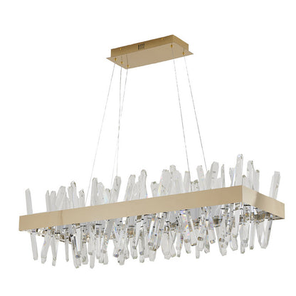 Gold Rectangular Crystal LED Chandelier