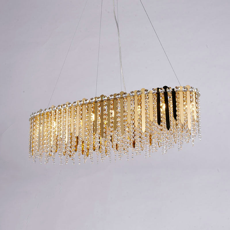 Gold Chandelier With Clear Hanging Crystal Beads