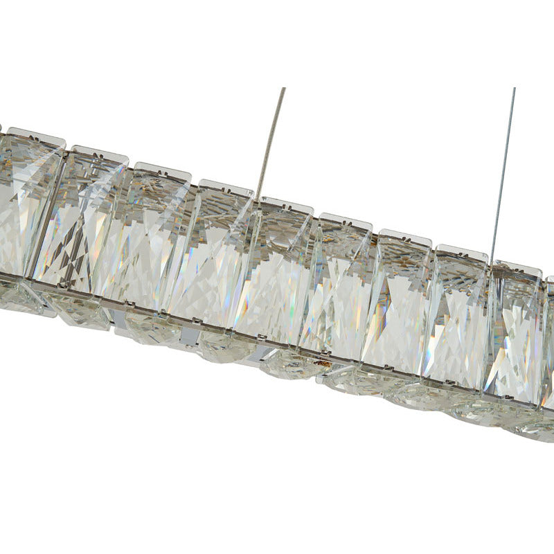 Long Rectangular Chrome LED Chandelier