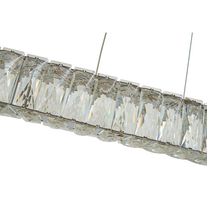 Long Rectangular Chrome LED Chandelier