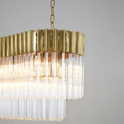 Oval Chandelier With Clear Hanging Crystals