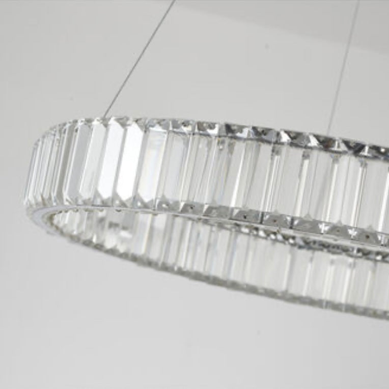 Clear Crystal Halo Chandelier With Chrome/Gold Hardware