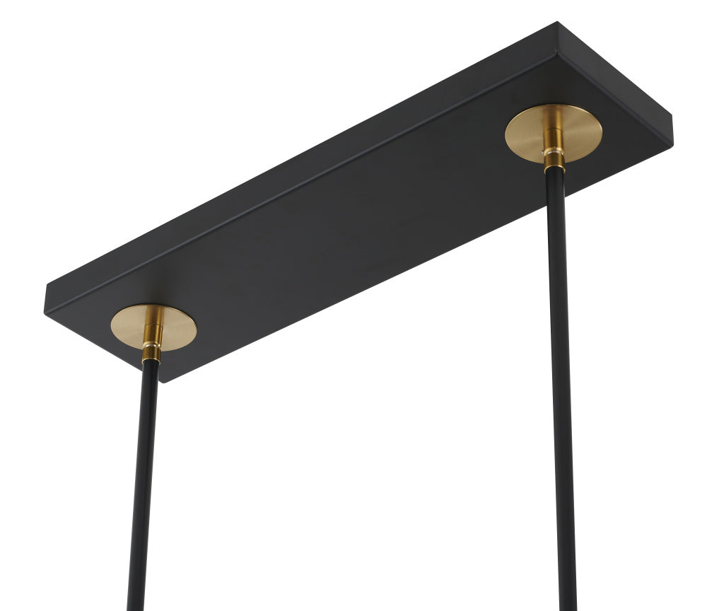 Matte Black Rectangular Frame Chandelier With Gold Branch Accent