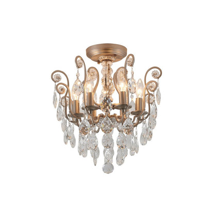 Clear Hanging Crystals with Metal Frame Chandelier