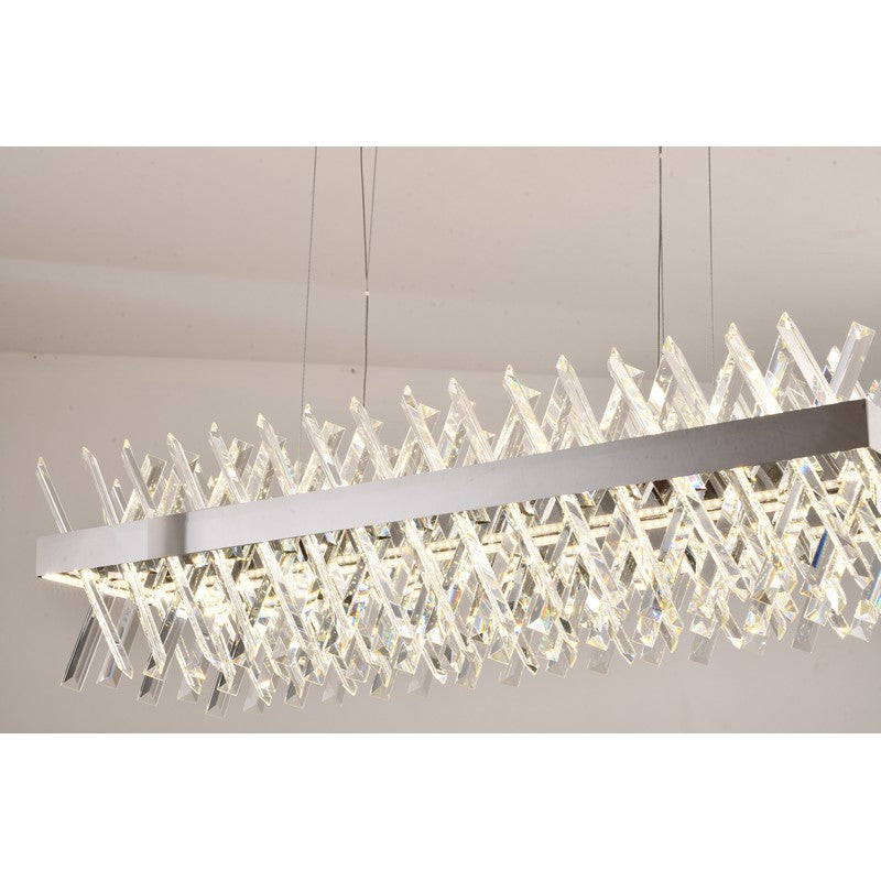 Dimmable Gold Metal LED Chandelier, Rectangular Design