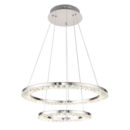 Two Tier Double Ring Clear Crystal LED Chandelier