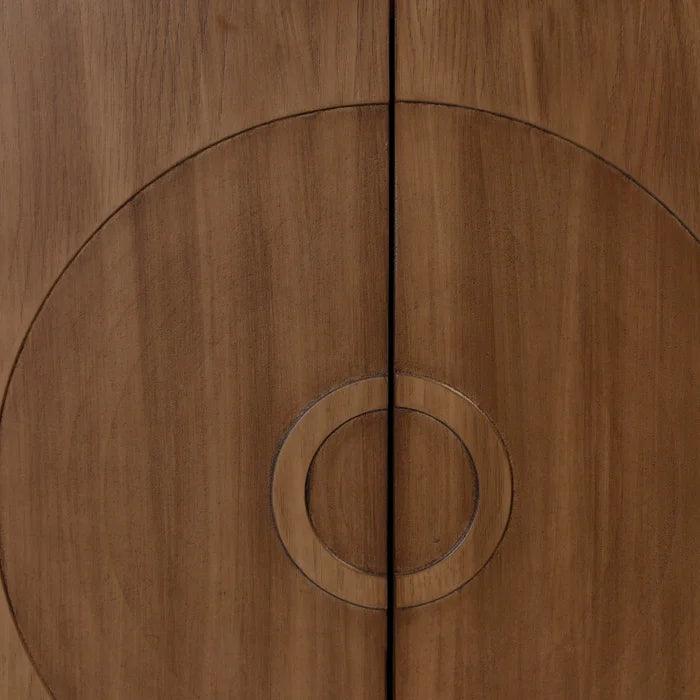 Cherry Solid Wood 6 Door Mid-century Bullseye Console