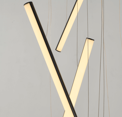 Satin Black Metal LED Chandelier With White Acrylic Diffusers