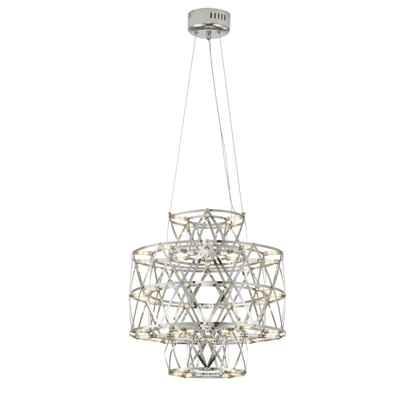 3 Tier 40-Light Dimmable Gold Stainless Steel LED Chandelier