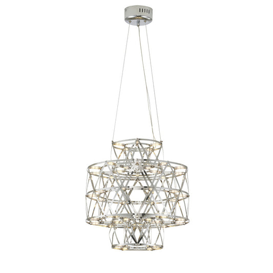 3 Tier 40-Light Dimmable Gold Stainless Steel LED Chandelier