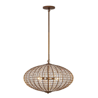 Bronze Sphere Orb Chandelier with Clear Crystals and Gold Hardware