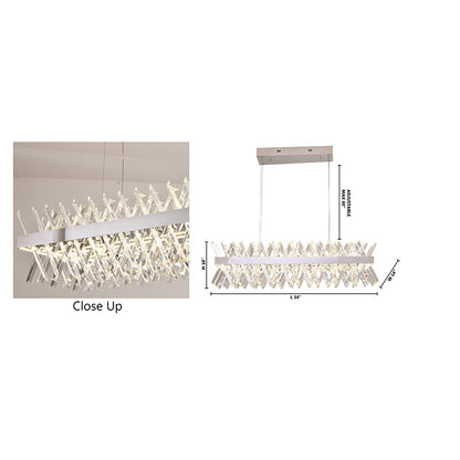 Contemporary Rectangular Chrome Chandelier with Clear Crystal - 34"