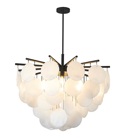 Satin Black With Frosted WHITE Hanging Glass Petals