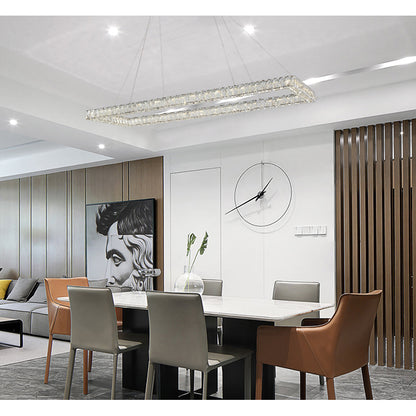 Triple Sided Clear Crystal Rectangular Shaped LED Chandelier