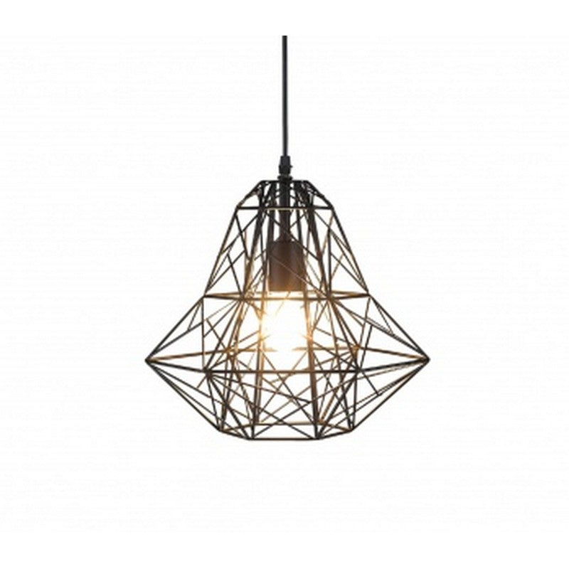Black Metal Geometric Shade Single Pendant Light