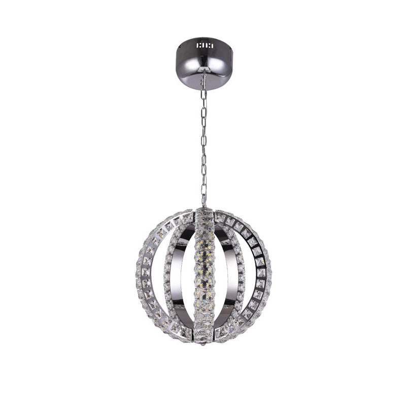 Chrome LED Chandelier with Crystal Detailing – 16"