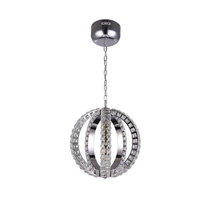 Chrome LED Chandelier with Crystal Detailing – 16"