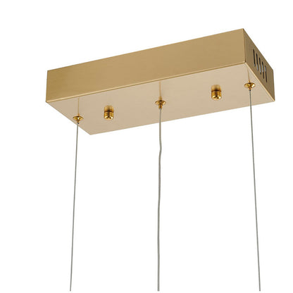 Gold Linear LED Chandelier with Clear Crystal