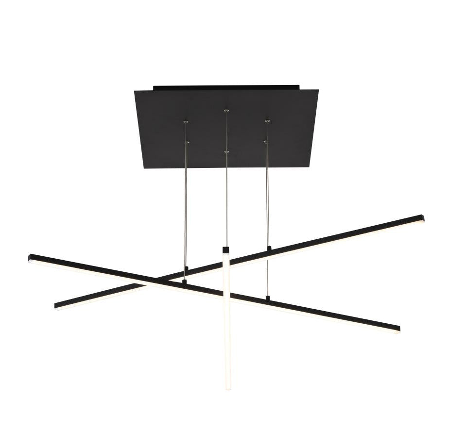 Matte Black Frame LED Ceiling Fixture With Hanging Stick Pendants