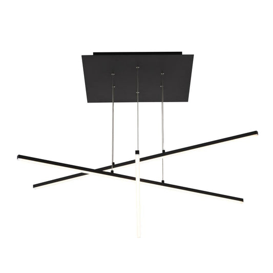 Matte Black Frame LED Ceiling Fixture With Hanging Stick Pendants