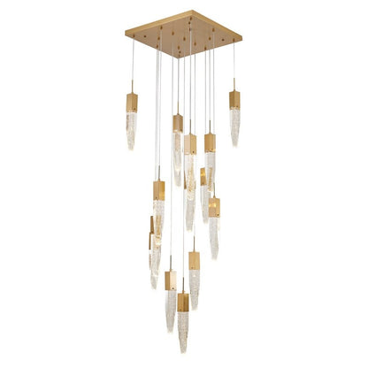 Chrome Frame Chandelier with Hanging Bubble Iceberg Crystal Pendants