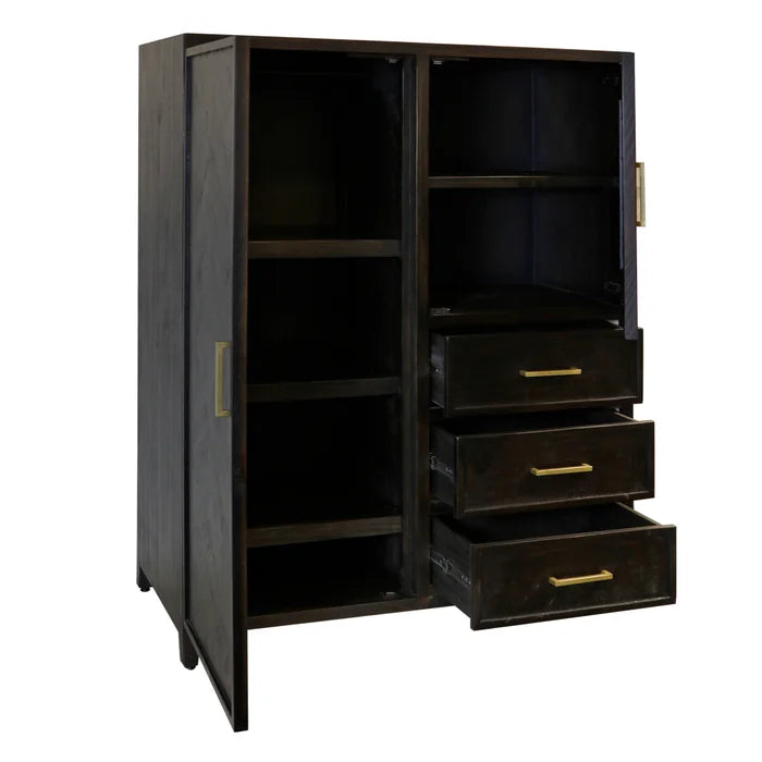 Burnt Umber Solid Wood Wardrobe Cabinet