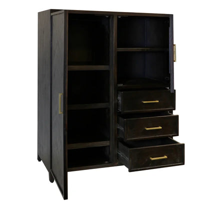 Burnt Umber Solid Wood Wardrobe Cabinet