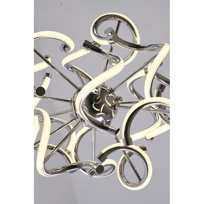 Chrome Spiral LED Chandelier – Modern Round Pendant with Silicone Diffusers