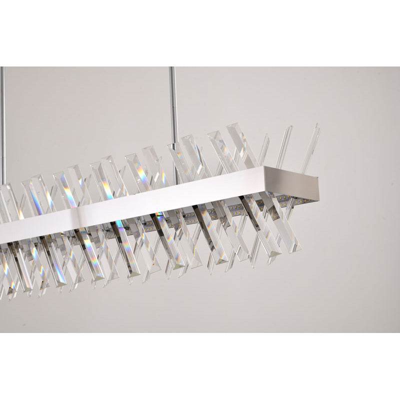 Rectangular Chrome Chandelier with Clear Crystal