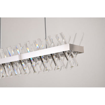 Rectangular Chrome Chandelier with Clear Crystal