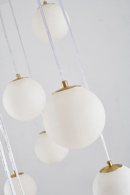 Brass Stainless Steel Chandelier With Alabaster Pendants