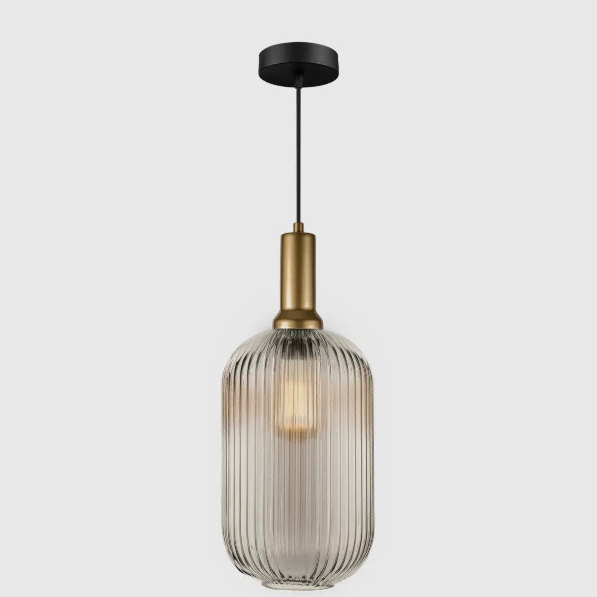White Ribbed Glass Pendant